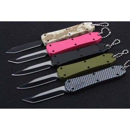 Mini Keychain Buckle Knife Dual Action 5.3cm 440 Blade Dual Action Tactical Pocket Folding Hunting Fishing EDC Survival Tool