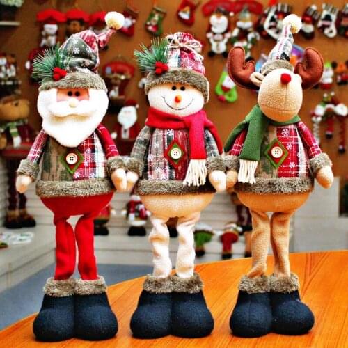 Christmas Tree Decor New Year Ornament Reindeer Snowman Santa Claus Standing Doll Home Decoration Merry Christmas Height