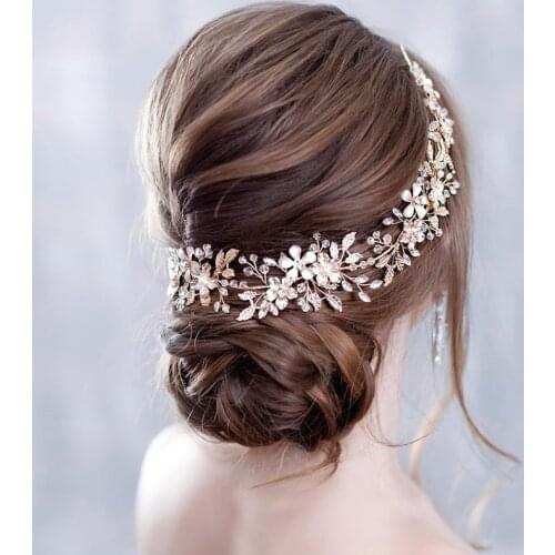 Fashion Bridal Flower Headbands Crystal Rhinestone Hair Jewelry Handmade Wedding Hairband Headband Women Hair Accessories Tiara
