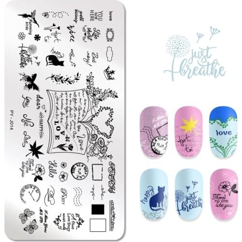 PICT YOU Rectangle Letter Series Nail Stamping Plates Stamp Tools Stainless Steel Image Plate Nail Art DesignTool J014