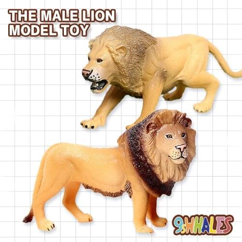 Realistic African Jungle Animals Male Lion Model Educational Fidget Toy PVC Scene Design Simulation figurine Decoration Gift