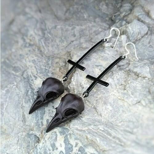 Animal Skull Inverted Cross Earrings, Satanic Earrings, Gothic Earrings, Skull Earrings, Vampire Earrings, Witch Earrings