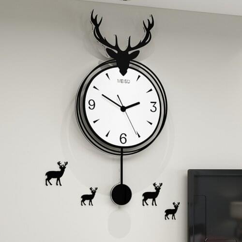 Nordic Deer Watch Wall Living Room Stylish Atmosphere Net Red Table Personality Creative Modern Minimalist Quartz Wall Clock