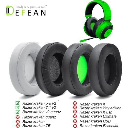 Defean Replacement Earpads Foam Ear Pads Cushions For Razer Kraken 7.1 Chroma V2 USB Gaming Pro V2 Headphone