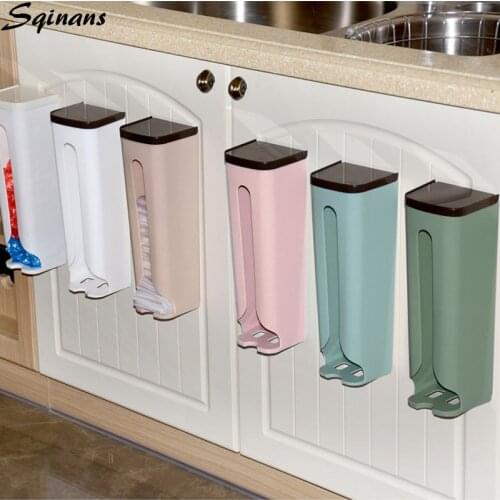 Sqinans Grocery Bag Holder Wall Mounted Storage Rack Dispenser Plastic Home Kitchen Organizer Garbage Bags Storage Holder