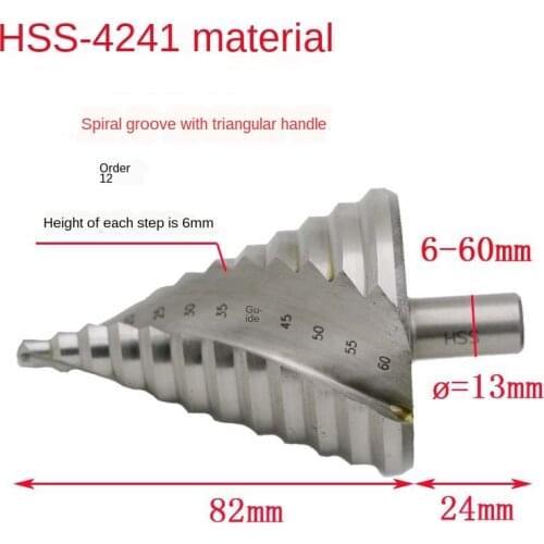 6-60mm Trigonal handle Step Drill Bit Drilling Power Tools for Metal High Speed Steel Wood Hole Cutter Cone bench Drills Tools