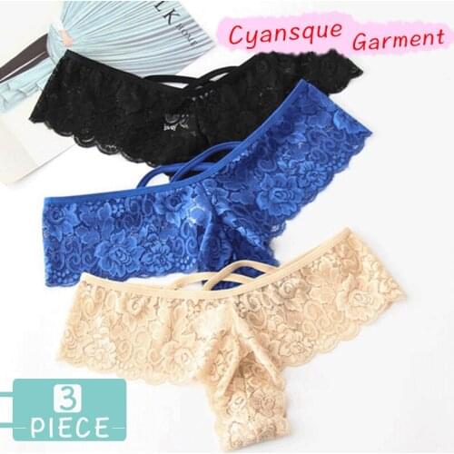 3 Piece Panties Woman Sexy Lace Solid Soft Breathable Low-Rise G-String Panty Hot Sale Female Briefs Underwear For Woman M-XXL