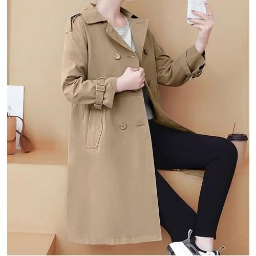 Womens Windbreaker Mid-Length Section 2020 Spring Autumn New Korean Loose Fashion Windbreaker Wild Was Thin Coat A658
