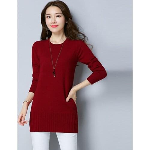 Autumn Winter Sweater Women O Neck Pullover Knit Sweater Large Size Loose Long Sleeves Women Tops Bottom Sweater Female Jumper