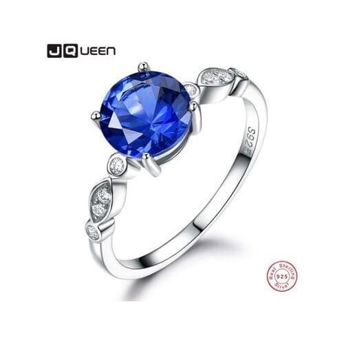 S925 Sterling Silver Blue Gemstone sapphire Zircon Silver Ring Birth Stone Ring Women Wedding Ring