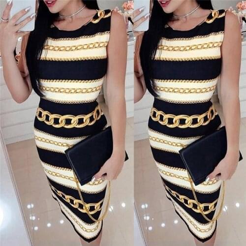 O Neck Sleeveless Bodycon Dress Elegant Casual Pencil Wrap Office Tshirt Dresses Summer Ladies Slim Print Work Vestidso Femme