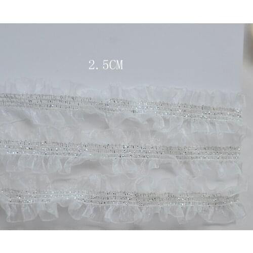 1M New Guipure Elastic Silver Lace Trim Elastic Ribbon White Lace Fabric Sewing Craft Ribbons and Trims For Sewing dentelle LP-4