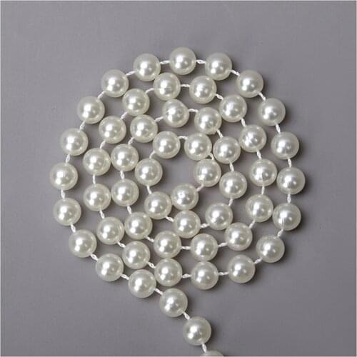 1M Wedding Dress Lace Crystal Beads 0.8cm Sequin Fabric White Beaded Trim Ribbon Sewing Applique Collar Guipure Accessories QA13