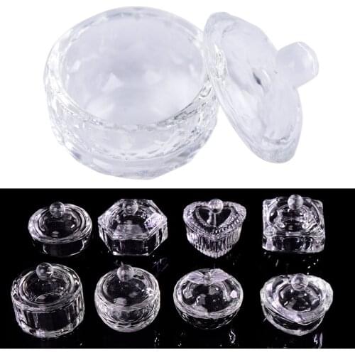 1PC Acrylic Powder Liquid Crystal Glass Dappen Dish Lid Bowl Cup Holder Manicure Equipment Nail Tool For Nail Art