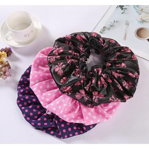 1Pcs Thick Waterproof Bath Hat Double Layer Shower Hair Cover Women Supplies Shower Cap Bathroom Accessories