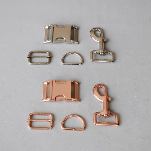 10 set Metal release buckles D rings sliders for 30mm cat dog collar adjustable buckles DIY sewing accessories