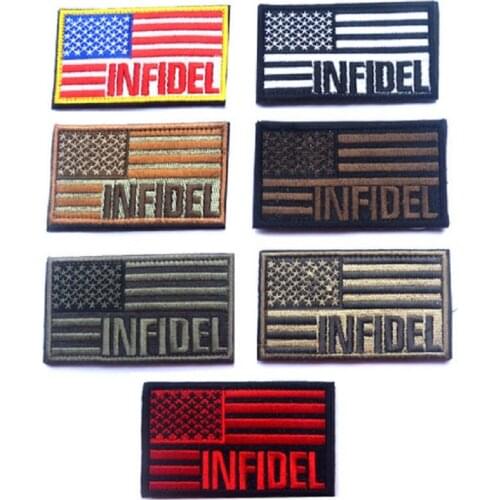 3D Embroidery Patches Hook & Loop INFIDEL Patches United States Flag/Tactical Patches Military Army Patches
