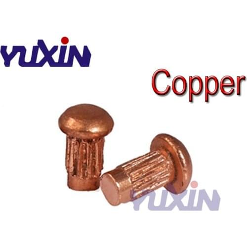 500/200Pcs GB827 M2 M2.5 M3 M4 Half Round Pan Head Knurled Solid Copper Rivets For Name Plate