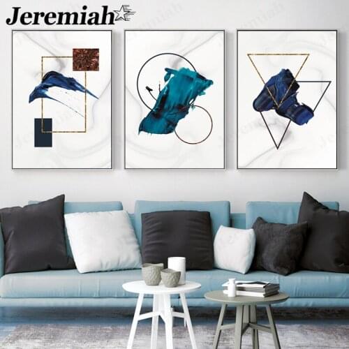 Abstract Geometric Canvas Painting Colorful Triangle Round Poster Wall Art Modern Aesthetic Home Decoration Accessories