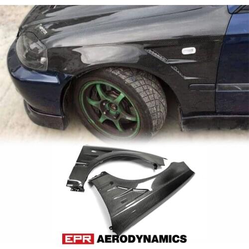 Car-styling For Honda EK Civic 1999-2000 Carbon Fiber Vented Front Fender Glossy Fibre Finish Wheel Flare Racing Auto Body Kit