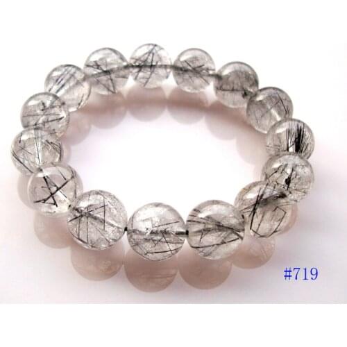 Natural Black Rutilated Quartz Round Beads 14mm~15mm Bracelet Women Man Jewelry Accessories Weddings Parties Birthday Gift