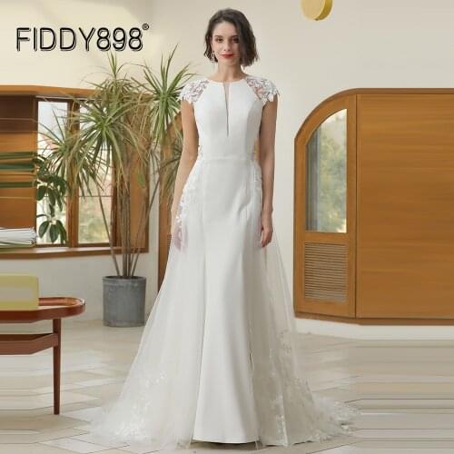 FIDDY898 Elegant Fashion Bridal Gown Long robe de mariée Bride Dress for Woman Plus Size Wedding Dress 2021