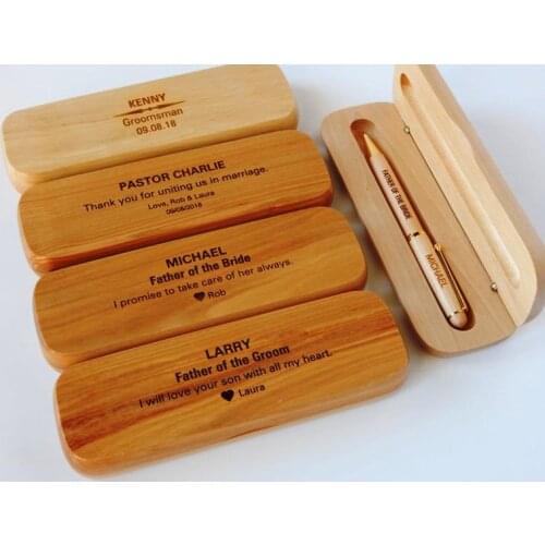 Custom Gifts for Groomsmen - Best Man Gift -Wood Pen Set - Groomsman Personalized Pens and Case father of the bride groom gifts