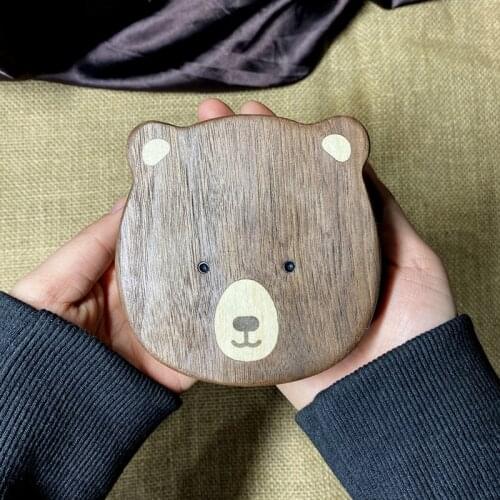 Japanese Bear Coaster Creative Cartoon Black Walnut Dining Table Potholder Teacup Holder Home Decor Korean Kitchen Tools