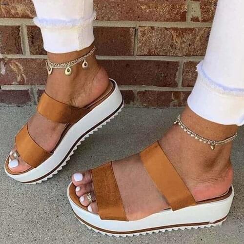 JUNSRM-Womens simple and lightweight sandals and slippers casual open-toed platform beach summer beach shoes