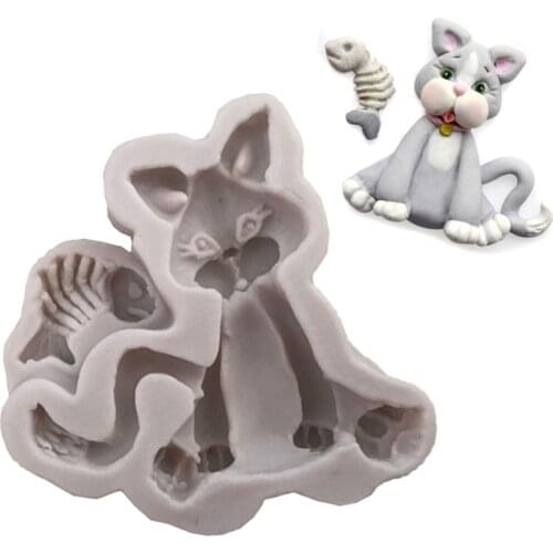 JX-LCLYL 3D Cat Shapes Fondant Silicone Mold Chocolate Cake Decoration Baking Tools