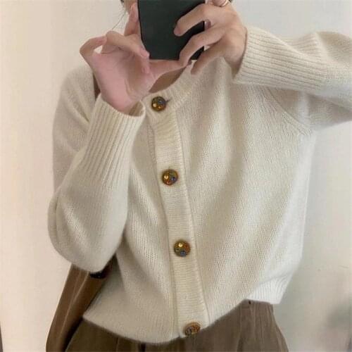 Colorfaith New 2021 Womens Sweaters Winter Spring Fashionable Buttons Cardigan Knitted Oversize Korean Style Wild Top SWC1286JX