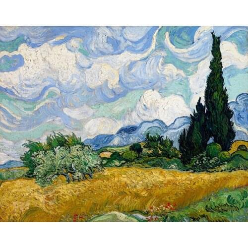 Great Painter van Gogh "Wheat Field with Cypresses" 20X30CM 5D DIY Diamond Painting Full Square Diamond Painting Embroidery Sale