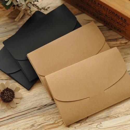 50pcs/Lot Classic Blank Black/Kraft Paper Window Envelopes Wedding Invitation Vintage European Style DIY Multifunction Postcard