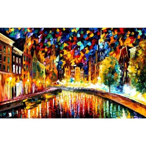 Beautiful landscape paintings coming back amsterdam palette knife art on canvas wall pictures for living room