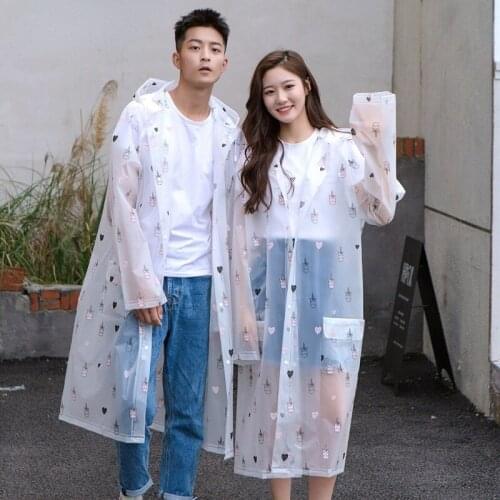 Cute Transparent Rain Coats Long Big Size Cloak Poncho Raincoat Women Mens Waterproof Cartoon Clear Regenjacke Rain Gear DK50RC