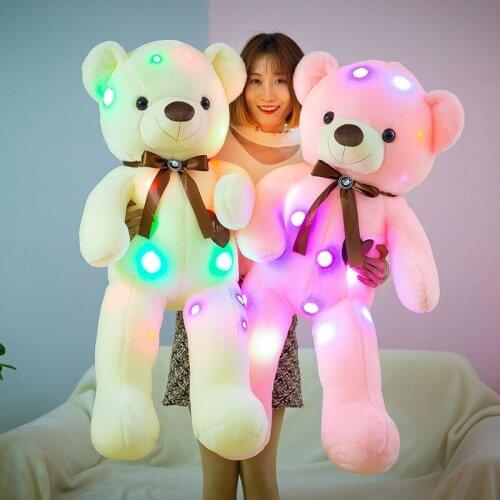 Creative New Luminous Teddy Bear Doll Bow Tie Bear Plush Toy Valentines Day Birthday Gift Shipping Store