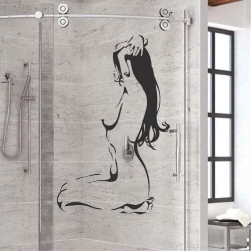 Nude Bathroom Wall Glass Decal Sexy Naked Woman Girl Vinyl Wall Stickers Bathroom Decoration Home Decor Bedroom Decals5044