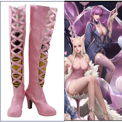 Customize Game LOL KDA Evelynn High Heels Boots Cosplay Pink Shoes Custom Made Halloween Carnival Cosplay Prop