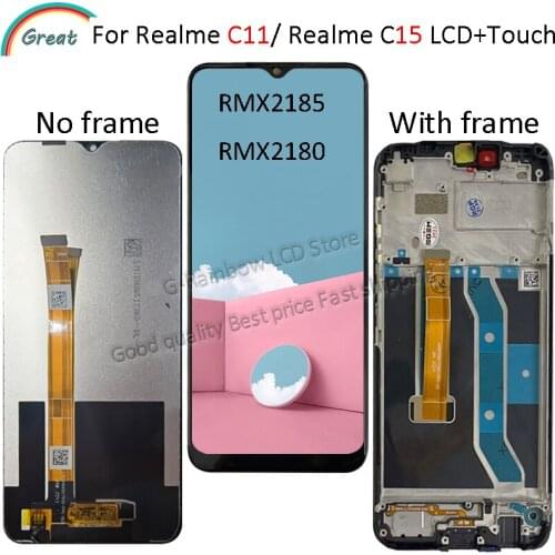 Original 6.5" Pantalla For Oppo Realme C11 C15 RMX2185 RMX2180 LCD Display With Frame Touch Screen Panel Glass Screen Digitizer