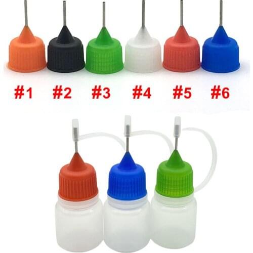 500pcs 3ml Plastic Dropper Bottle Soft PE Needle Vial With Colorful Screw Metal Drop Cap For Liquid Empty Container