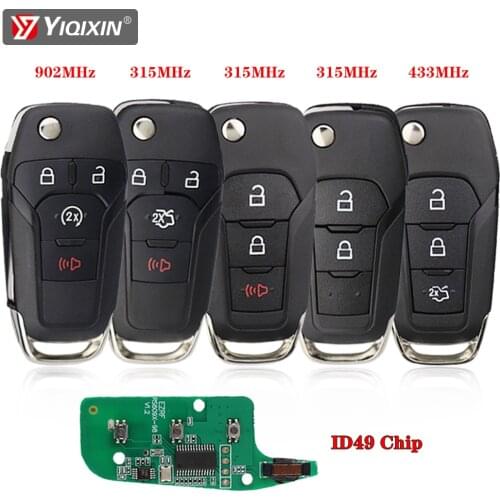 YIQIXIN Flip Smart Remote Car Key Fob For Ford S-MAX GALAXY MONDEO Focus Fusion Mk2 Mk7 Explorer Ranger 2/3/4 Button 315/433/902