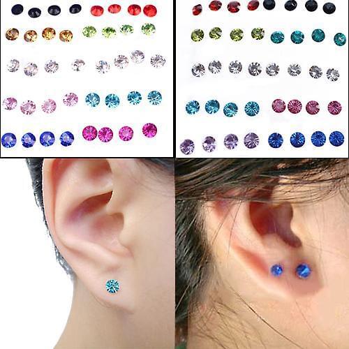 20 Pairs Women Shiny Rhinestone Allergy Free Ear Studs Fashion Earrings stainless steel earrings for women aretes de mujer new