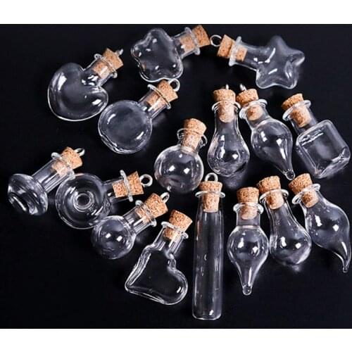 SFVEFVD 10pcs Mini Empty Glass Wishing Message Bottle with Cork Stopper Clear Drifting Jars for Wedding Party DIY Necklace Craft
