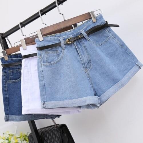 2021 High Waist Slim Summer Jeans Sashes Casual Women Short Denim Shorts Feminino Chic Hot Ladies Bottom