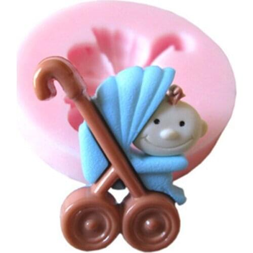 Lovely mini Baby Fondant Mould Small Carts Shaped Baby Silicone Mold Cake Decorating Tools Soap Mold T0621
