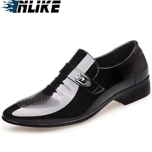 INLIKE Slip On Business Wedding Patent Leather Oxford Shoes For Men Dress Shoes Pointed Toe