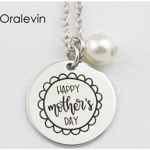 HAPPY MOTHERS DAY Inspirational Hand Stamped Engraved Charms Pendant Necklace for Women Fashion Gift Jewelry,10Pcs/Lot, #LN839