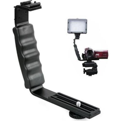 Flash L-Bracket Mount Dual Hot Shoe 1/4" Screw for Canon Nikon Sony Olympus DSLR