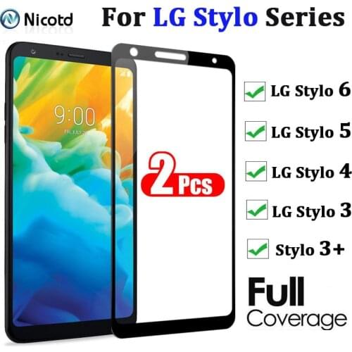 2 Pieces Full Cover Tempered Glass For LG Stylo 6 5 Screen Protector For LG Stylo 4 3Plus Tempered Glass Film Glass Screen Guard