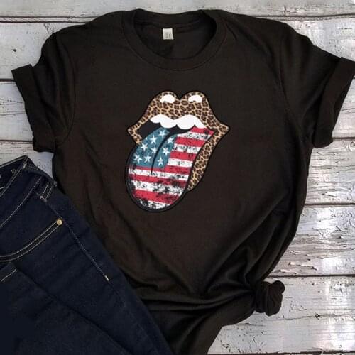 4th of July Shirt American Flag Fourth of July Tshirt Women Lips Shirts for Women 2021 America Tops Vintage Clothes Red